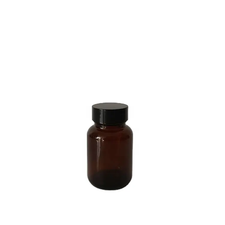 Precio barato 60ml boca espiral redonda botella de medicina de cápsula de vidrio ámbar