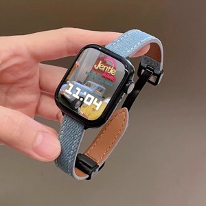 Saat kayışı serisi için yeni stil saat kayışı sonbahar ve kış denim manyetik apple saat bandı - Product Image 4