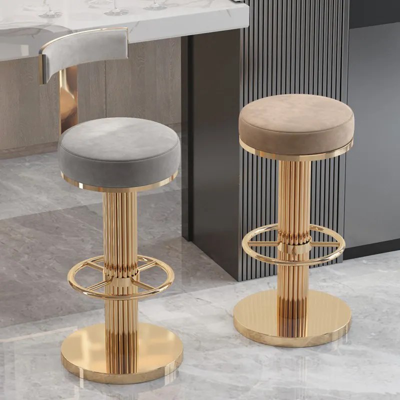 Sgabello con sedie moderne oro per stile velluto Nordic Custom gambe idrauliche bancone del sedile sgabelli da pranzo in pelle di lusso sedia da Bar