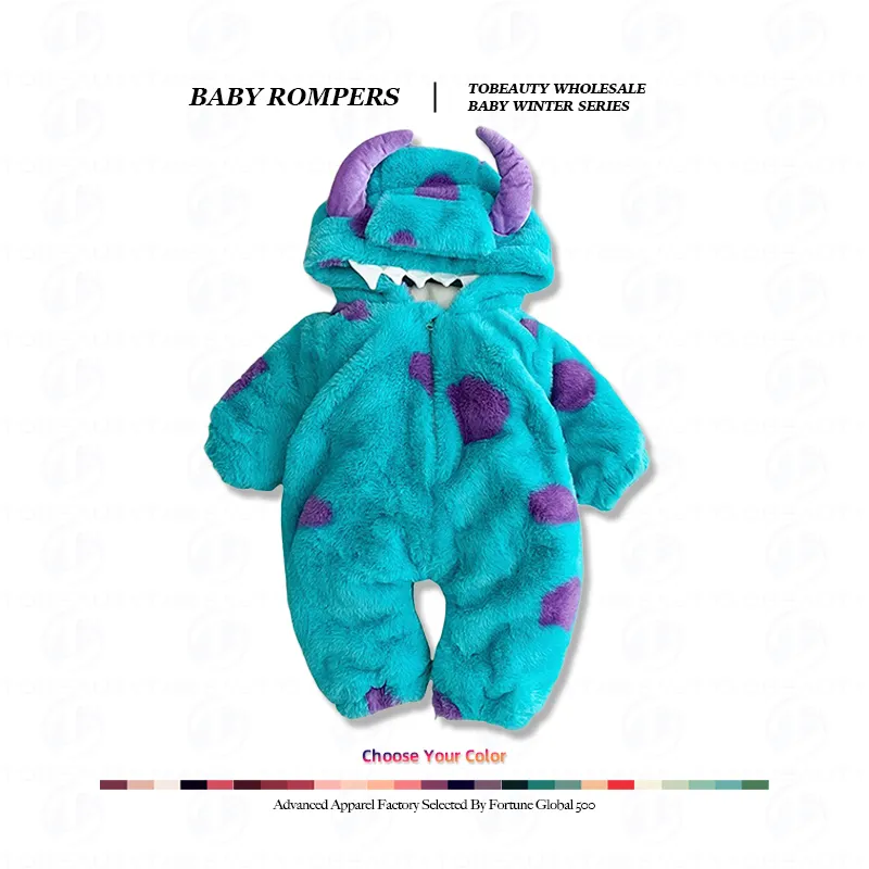Großhandel 3D Cartoon Monster Ropa de Bebe Kleinkind Mädchen Halloween Krabbel anzug Winter Jungen Neugeborene Baby Kleidung Jumps uit Stram pler