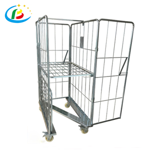 Customized Design 4 Sided Galvanized Security Metal <strong>Nesting</strong> Warehouse Storage Steel Wire Mesh Roller Cage Trolley <strong>Container</strong> - Product Image 6