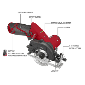 Li-ion Battery Operated Power Tool Hand-held 85mm Mini Electric Cordless Circular <strong>Saw</strong> with LED Factory <strong>Best</strong> Price 12V <strong>DIY</strong> Null - Product Image 4
