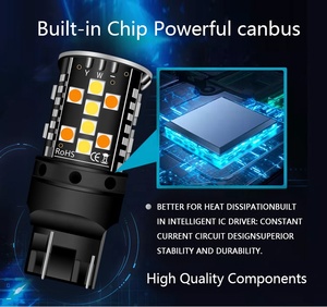 JG No Hyper Flash 7443 <strong>LED</strong> Canbus <strong>21W</strong> W21 5W T20 Switchback White Amber <strong>LED</strong> Bulb Daytime Running Light Turn Signal Light <strong>12V</strong> - Product Image 3