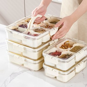 8 Facharten Gewürzbehälter mit Deckel rechteckige Snack-Schalen geteiltes Serviertablett mit Griff geteilte Aufbewahrungsbox für Gewürze - Product Image 3
