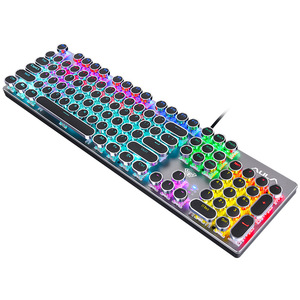AULA F2068 Steampunk 104-Key Gaming Mechanical <strong>Keyboard</strong> Retro Green LED USB Optical Wired <strong>with</strong> Metal Desktop <strong>Notebook</strong> Case - Product Image 1