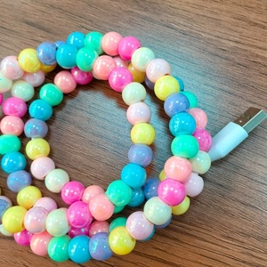 Shinning Electroplating Colorful Beads Data Charger 1M <strong>2</strong> <strong>in</strong> <strong>1</strong> Plated Beaded Fast Charging Cable - Product Image 2