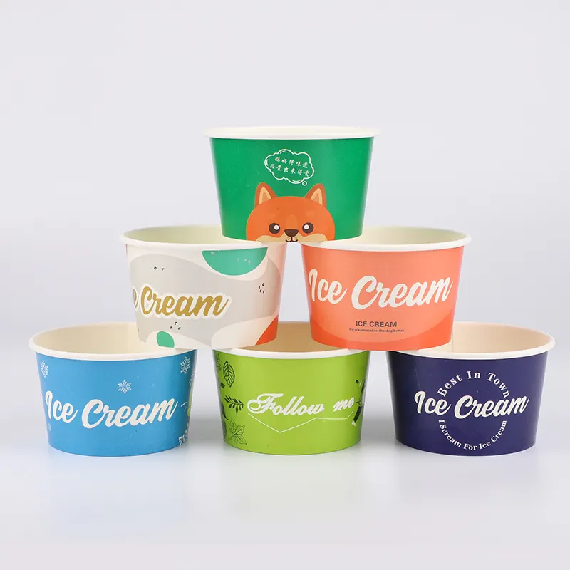 Taza personalizada de grado alimenticio, de 4oz vaso de papel, 8oz, 12oz, 16oz, para helado, Yogurt, venta al por mayor