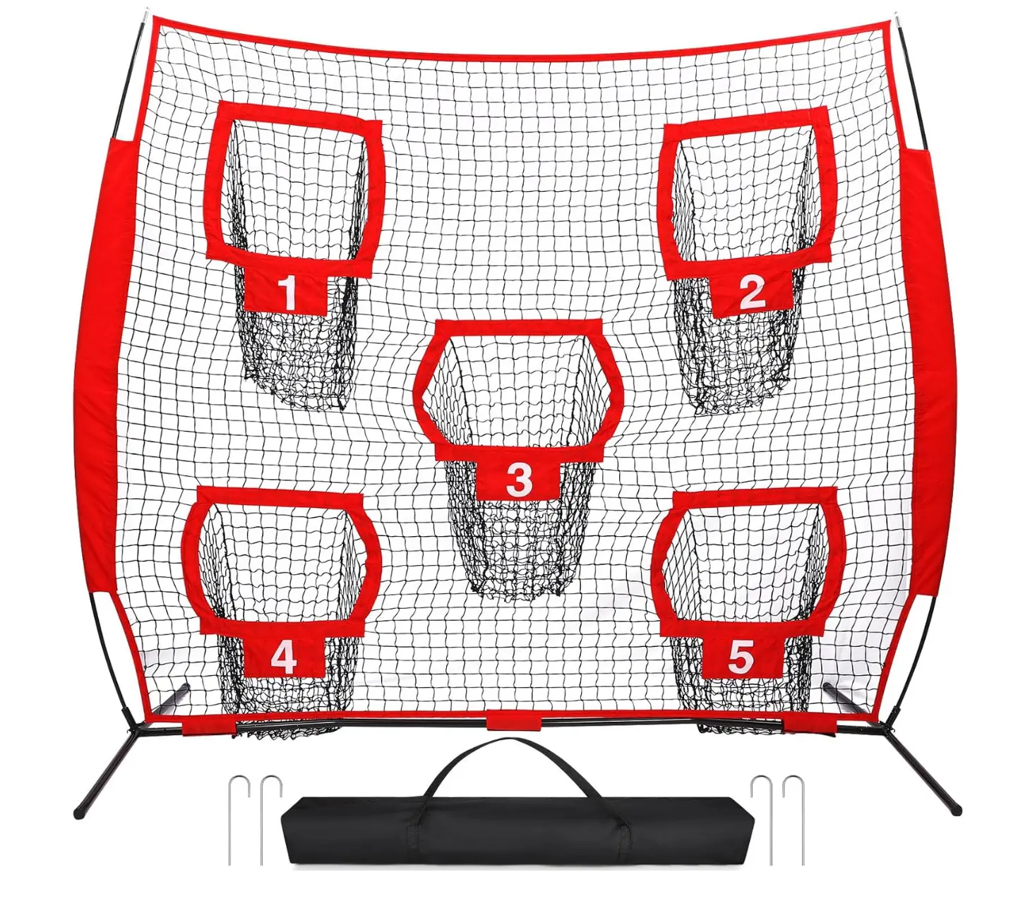 Training Throwing Target Practice with 5 Throwing Targets includes Carry Bag 7 ftx 7ft Football Trainer Throwing Net