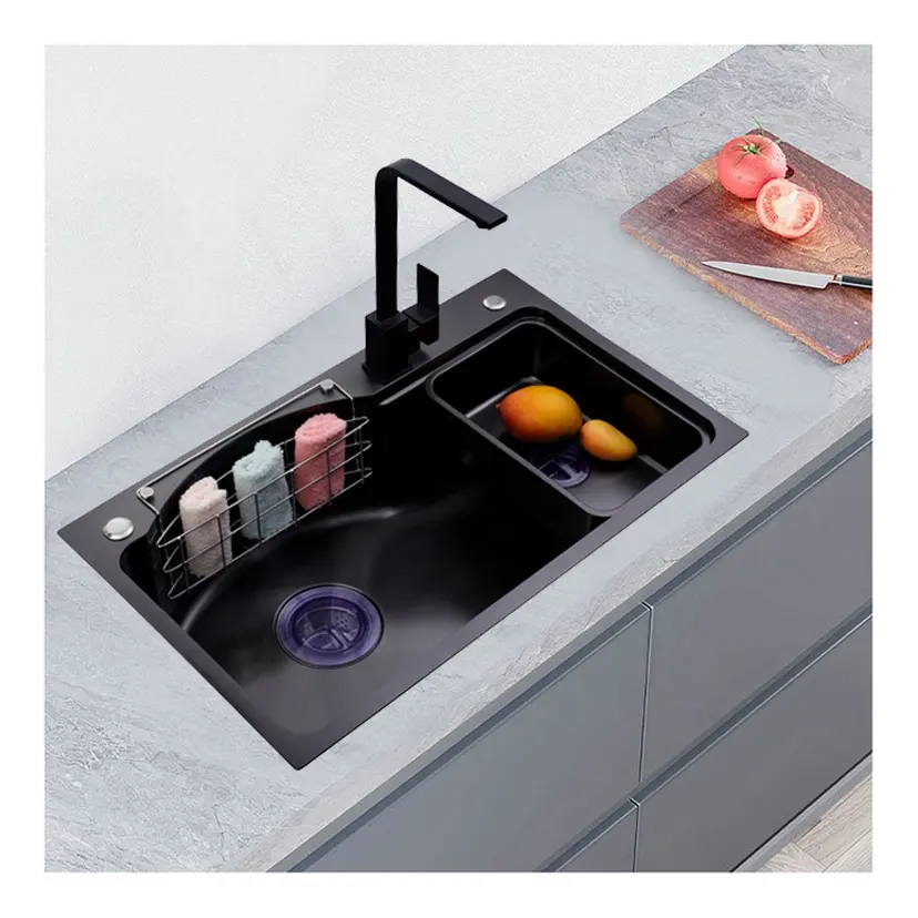 Ensemble d'évier de cuisine en acier inoxydable Modern Big One Lavabo sous l'évier de cuisine