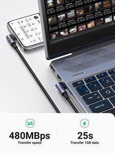 UGREEN 100W PD3.0 USB C电缆90度独特设计USB C快速充电线最大100W电源输送安全充电电缆 - Product Image 5