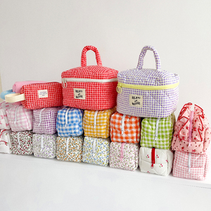 Tycoon coton doux femmes trousse de maquillage Floral cosmétique organisateur de stockage fleur imprimé Logo personnalisé pochette de maquillage trousse de toilette