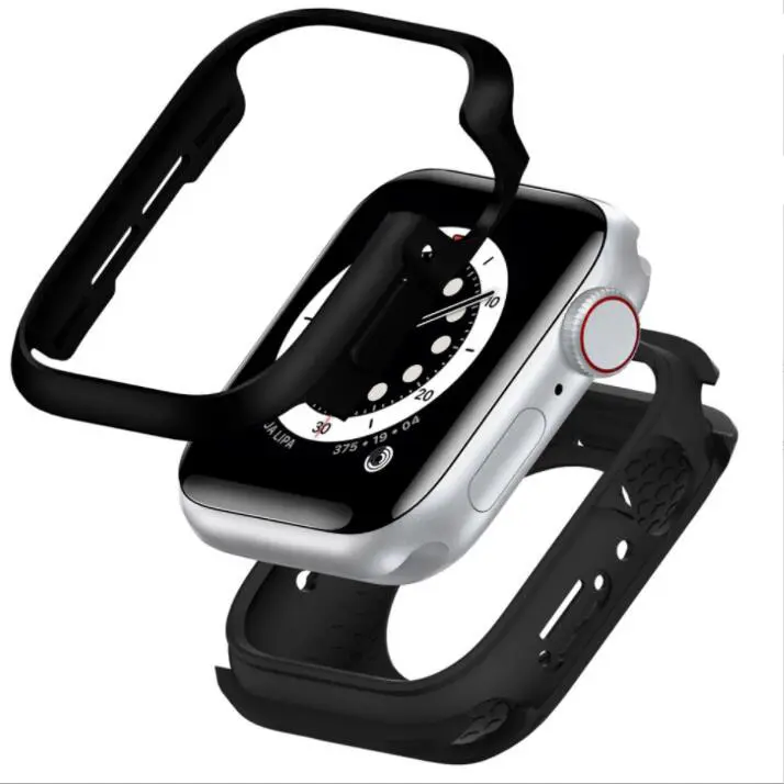 Ultra-Thin TPU & Matte Metal 2 in 1 Protector Case for Apple Watch Series 7 Bumper Cover Case Watch/6/SE