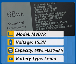 Mv07r Pin máy tính xách tay thay thế cho Dell G3 15 3500 3590 3700 3790 G5 15 5500 5505 SE jjrrrd 0jjrrd 266j9 72wgv 072wgv w5w19 - Product Image 2