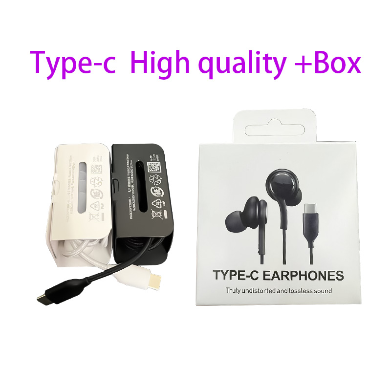 Casque Type-C Noir/Blanc - Haute Qualité - + Boîte