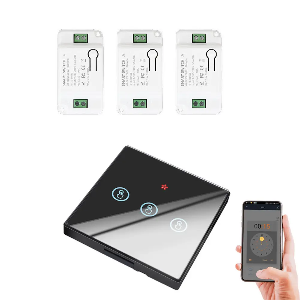 Tuya akıllı yaşam APP WiFi dokunmatik ışık anahtarı RF 433Mhz duvar DIY röle zamanlayıcı modülü Google ev Amazon Alexa 110V 220V 10A