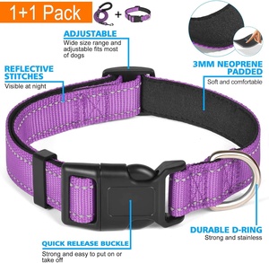 <span class=keywords><strong>Collar</strong></span> de seguridad ajustable de nailon para perro con logotipo personalizado, conjunto de collares y correas acolchadas para mascotas suaves reflectantes para paseos al aire libre, nailon transpirable - Product Image 5