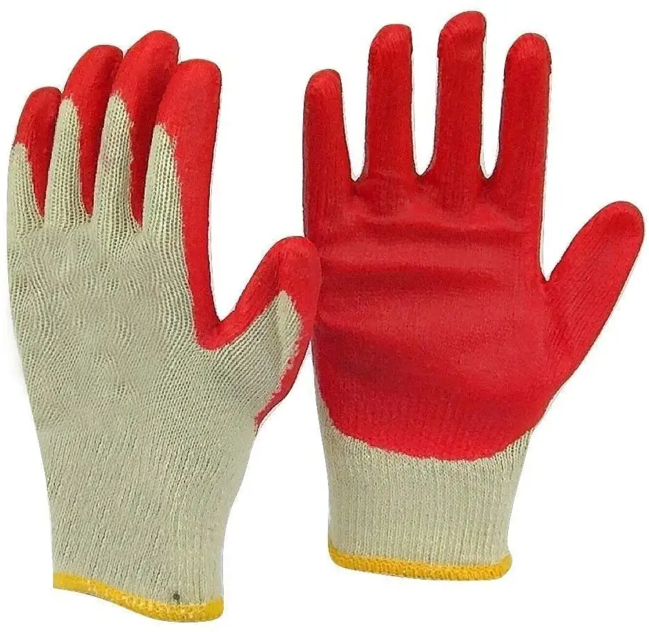 Kinh Tế Red Latex Glove Bông Đan Thiết Bị Bảo Vệ Công Nghiệp Làm Vườn Xây Dựng Găng Tay Làm Việc An Toàn Guantes