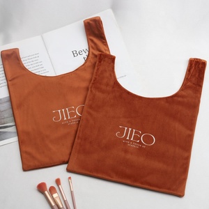 Logotipo personalizado Impresso Velvet Tote Gift Bag Promoção Luxo Viagens Compras Cosméticos Maquiagem Bolsa Velvet <span class=keywords><strong>Handle</strong></span> Bag