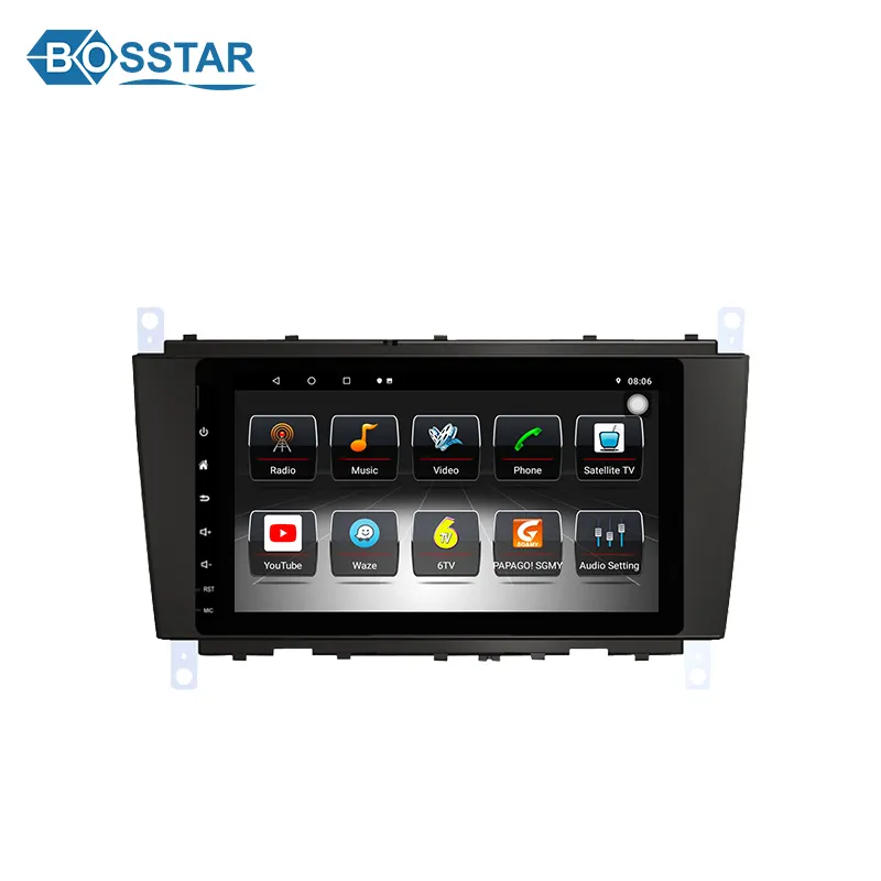 Autoradio android, navigation gps, lecteur dvd, stéréo, système pour voiture Mercedes Benz classe C W203 (2004, 2005, 2006, 2007)