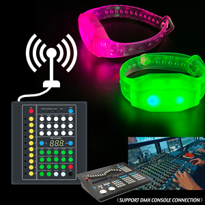 Vòng đeo tay <span class=keywords><strong>LED</strong></span> tùy chỉnh không dây, đèn <span class=keywords><strong>LED</strong></span> phát sáng từ xa, điều khiển từ xa DMX, đèn flash sự kiện, 2.4G, 20 vùng có sẵn - Product Image 3