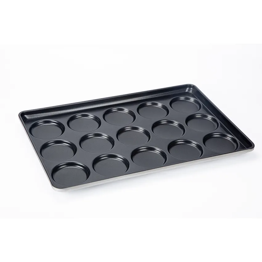 Alusteel Non-Stick 4 "12/15/24 Cup Hamburger roti panci kue cetakan/nampan