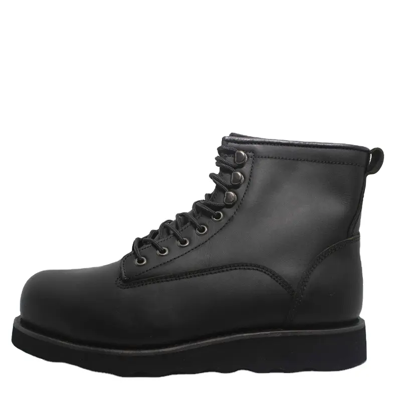 Botas de trabajo de punta de acero negro de alta gama para hombre, botas resistentes al agua