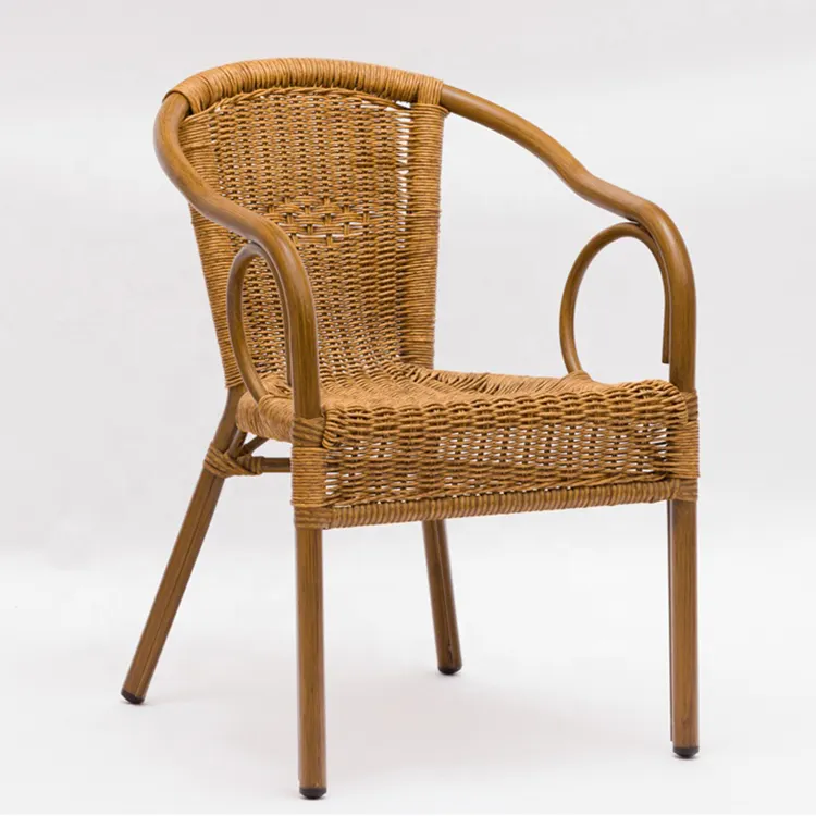 เก้าอี้ไม้สำหรับลานบ้าน,โครงหวายเหล็กหวายไม้ไผ่เก้าอี้รับประทานอาหารหวายโลหะวางซ้อนกันได้