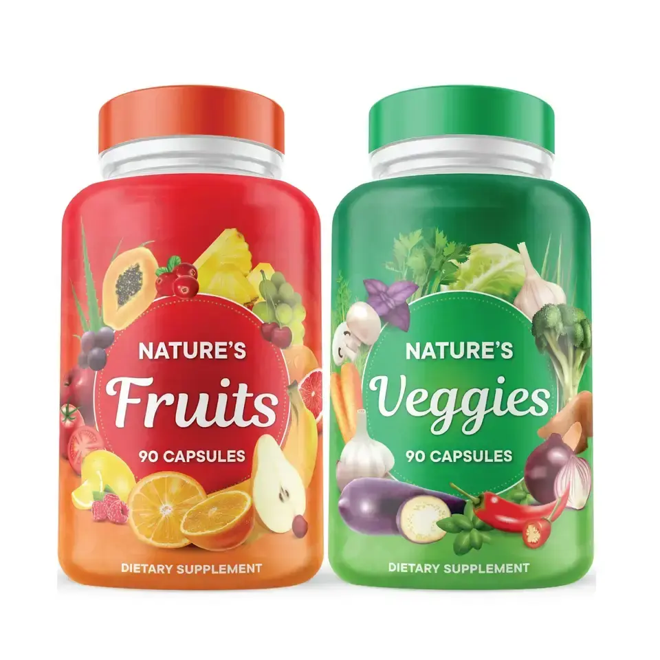निजी लेबल विटामिन और खनिज ऊर्जा स्तर का समर्थन करता है और प्रतिरक्षा स्वास्थ्य फल और सब्जी अनुपूरक कैप्सूल