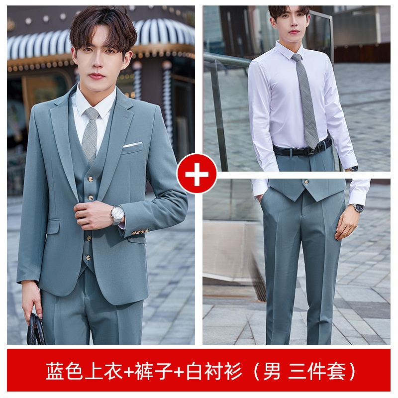 Costume bleu homme + chemise blanche + pantalon
