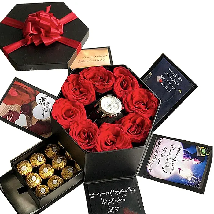 Caja de flores Hexagonal para el Día de San Valentín, cajón de flores, chocolate, con cajón para flores y chocolate, precio bajo, china, venta al por mayor