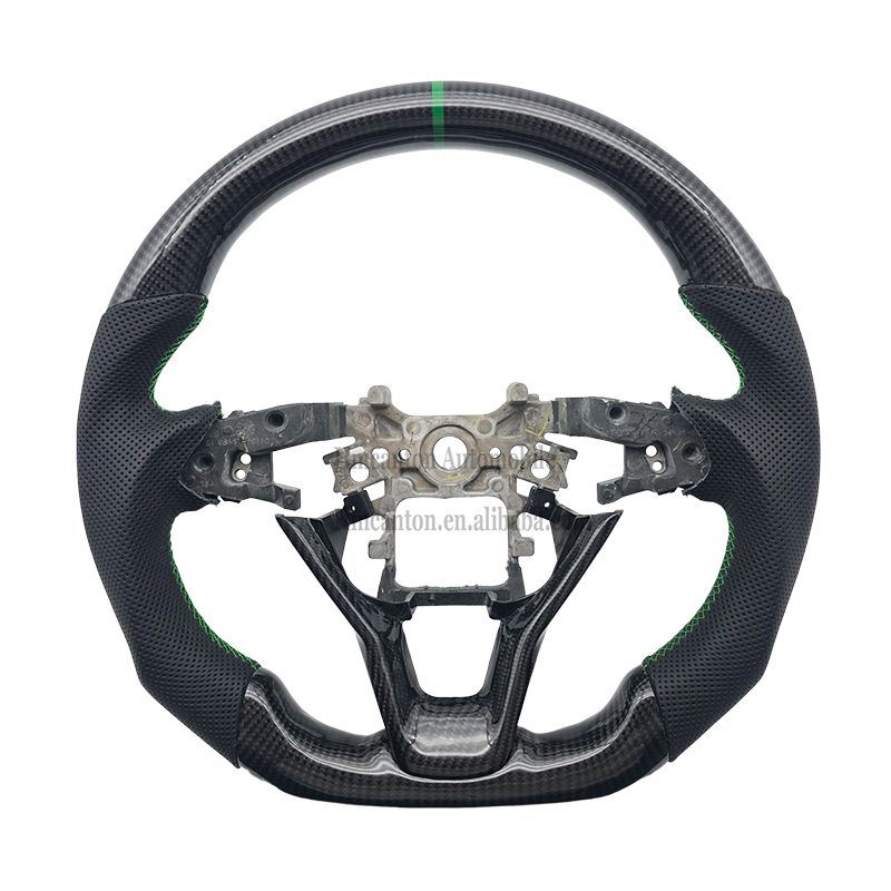 Fit 2 carbon fiber+perforated leather+green stripe stitching