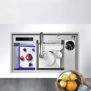LED dijital ekran Anti-Scratch ile Modern lüks akıllı lavabo ultrasonik vibratör su katalizör fonksiyonu mutfak kullanımı 2 delik - Product Image 1