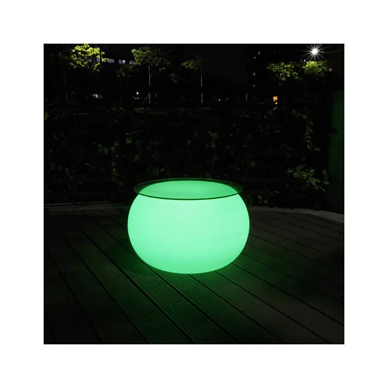 Illumina il lato del divano tavolo a sfera in vetro a forma di arancione led tavoli da tè rotondi mobili (TP112)