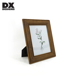 Diseño DX, marco de imagen, marco de fotos rústico bohemio de mimbre, patrón rústico para escritorio y pared, regalo para amigos de la familia