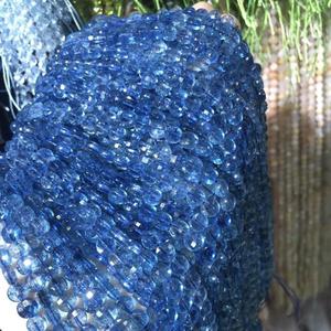 Doğal düz yuvarlak mavi kiyanit boncuk 6mm faceted 1547900