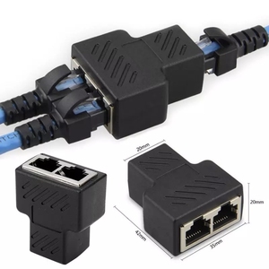 ตัวแยกอะแดปเตอร์เครือข่าย1ถึง2 RJ45,ตัวเชื่อมต่อสายเคเบิลแยกสายเคเบิลตัวเชื่อมต่อส่วนขยายเครือข่ายอีเธอร์เน็ต LAN พอร์ตคู่ปลั๊ก - Product Image 1