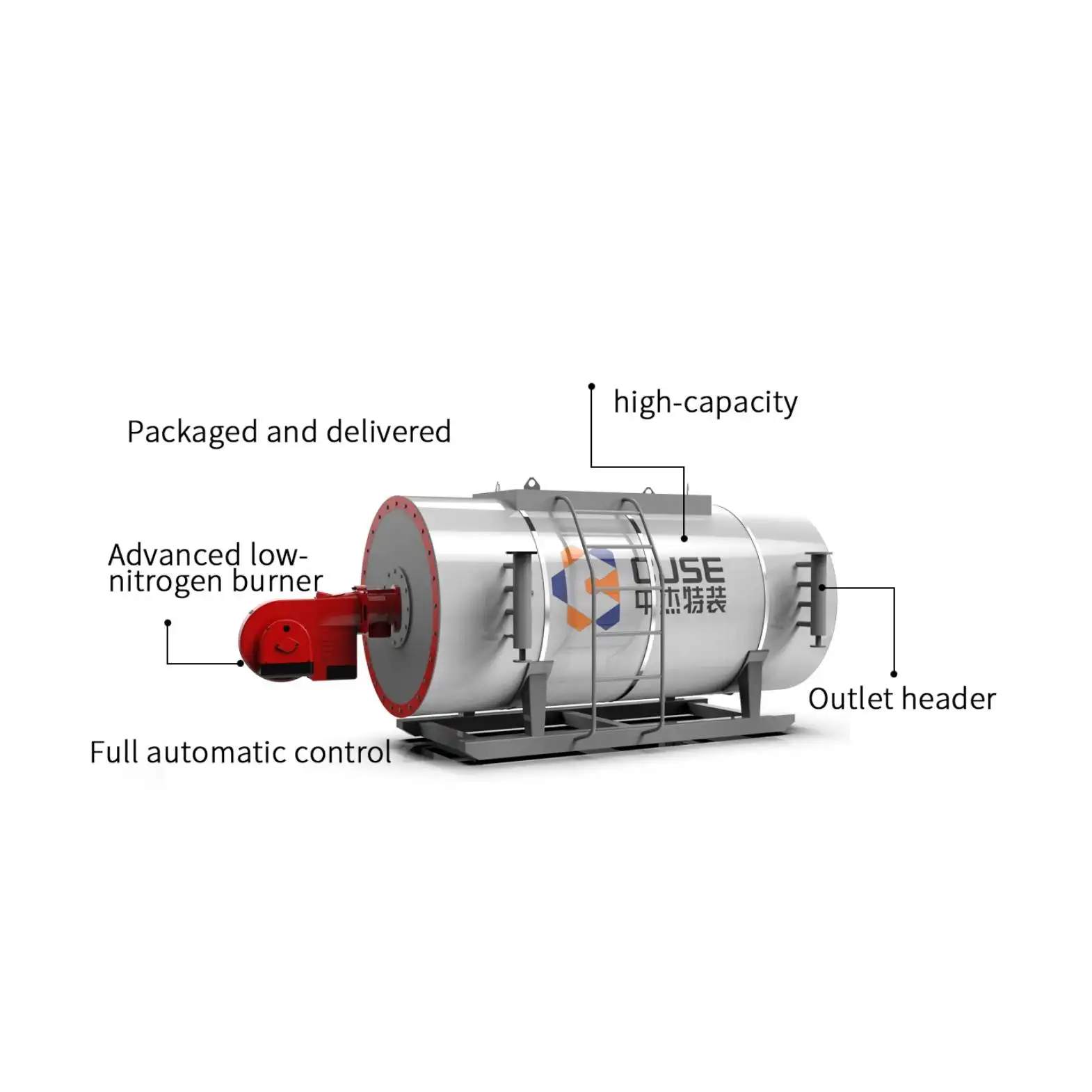 Calentador de fluido térmico de aceite y Gas, Horizontal, Industrial, 8 toneladas