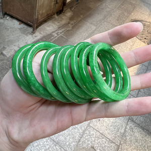 Toptan 40mm tiner ucuz doğal Myanmar yeşil yeşim jadeid Jasper çocuk bebek yeşim bileklik Charm bilezik - Product Image 3