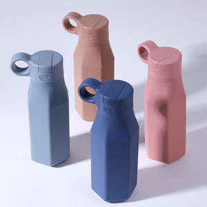 BPA miễn phí sinh thái thân thiện xách tay New colourful 350ml Silicone chai trẻ em uống chai trẻ em sippy chai nước với rơm - Product Image 1