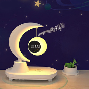 New Arrival Modern LED Music Ambient Lights Wireless Charging Smart Desk <strong>Lamp</strong> With BT Speaker <strong>Time</strong> Date Week Display Function - Product Image 4