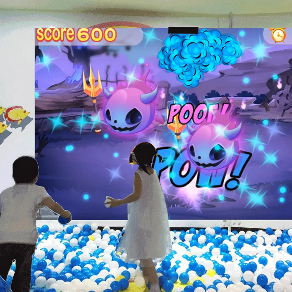 สนามเด็กเล่นในร่มแบบโต้ตอบฉาย3D AR โปรเจคเตอร์ผนังเกมแบบโต้ตอบสำหรับเด็ก