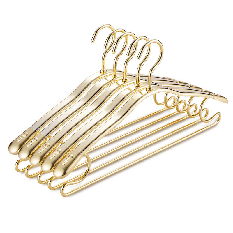 Perchas para ropa chapadas en oro, extra anchas y extra rígidas (paquete de 5)