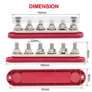 300a Power Distribution Block Bus Bar Pair Bus Bar M10 Terminal Studs 12-48V, Bus Bar Terminal Block with Cover Max 300V - Product Image 2