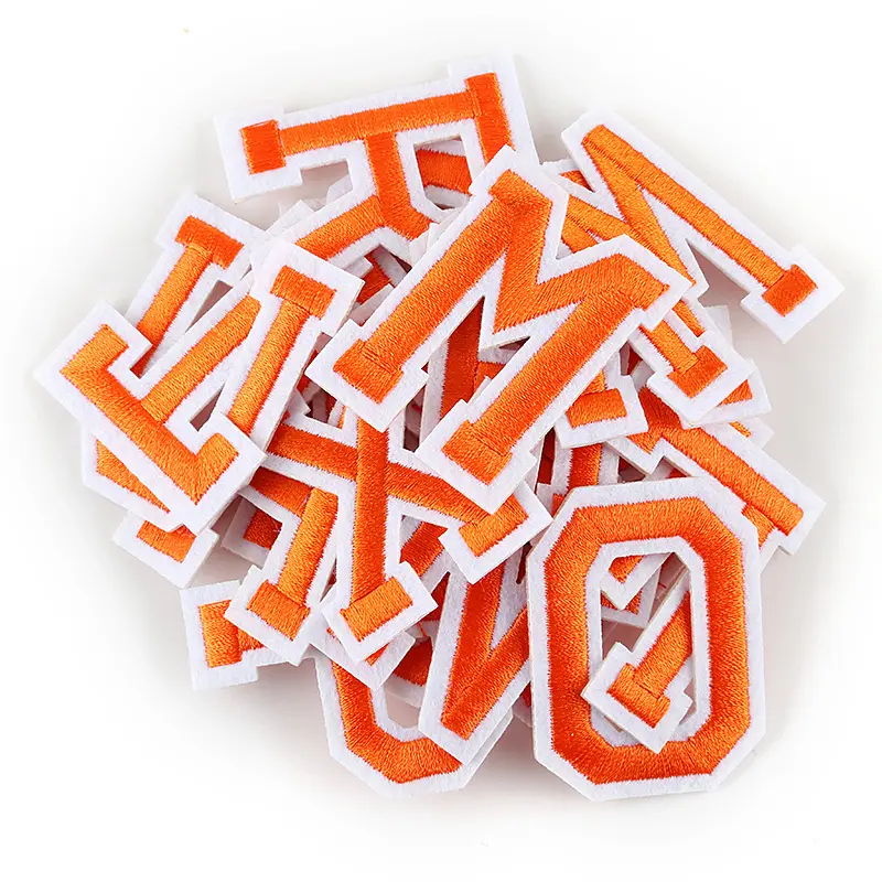 Adesivos de letras brancas, adesivos de ferro/costurar no alfabeto, roupas bordadas