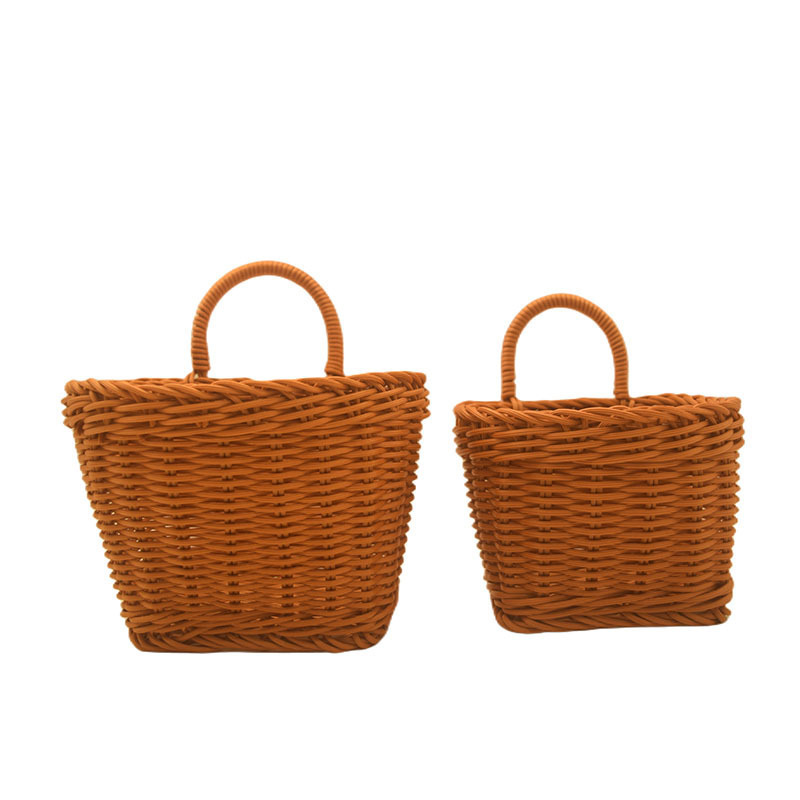 Wall-mounted basket, two-piece set, brown