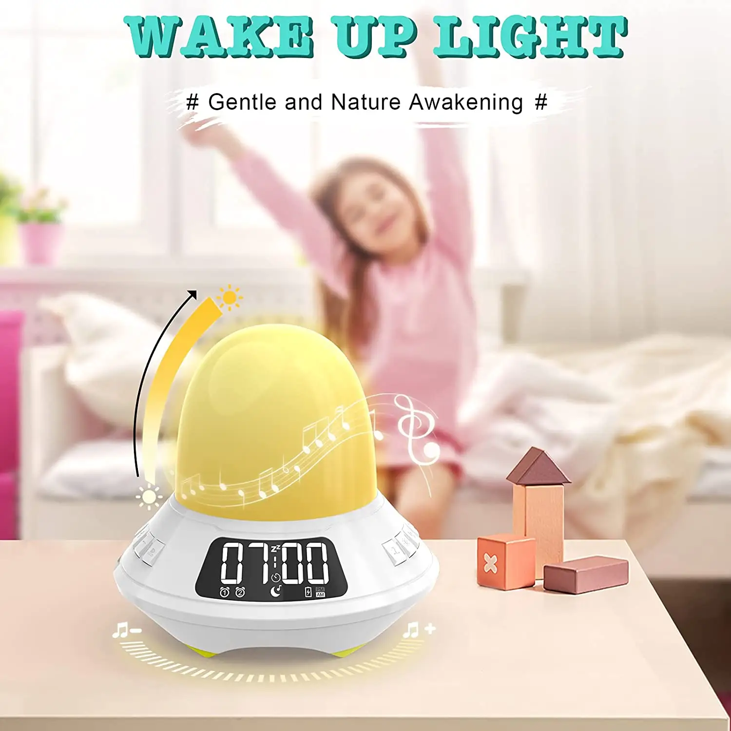 뜨거운 판매 아이 스마트 아침 테이블 휴대용 Led 전자 디지털 뮤지컬 램프 알람 시계