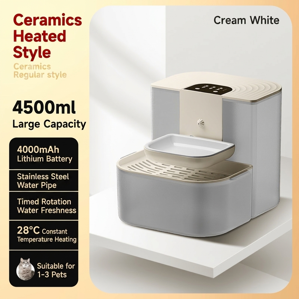 Cream-white ceramic bowl-heated version-4000mah lithium battery