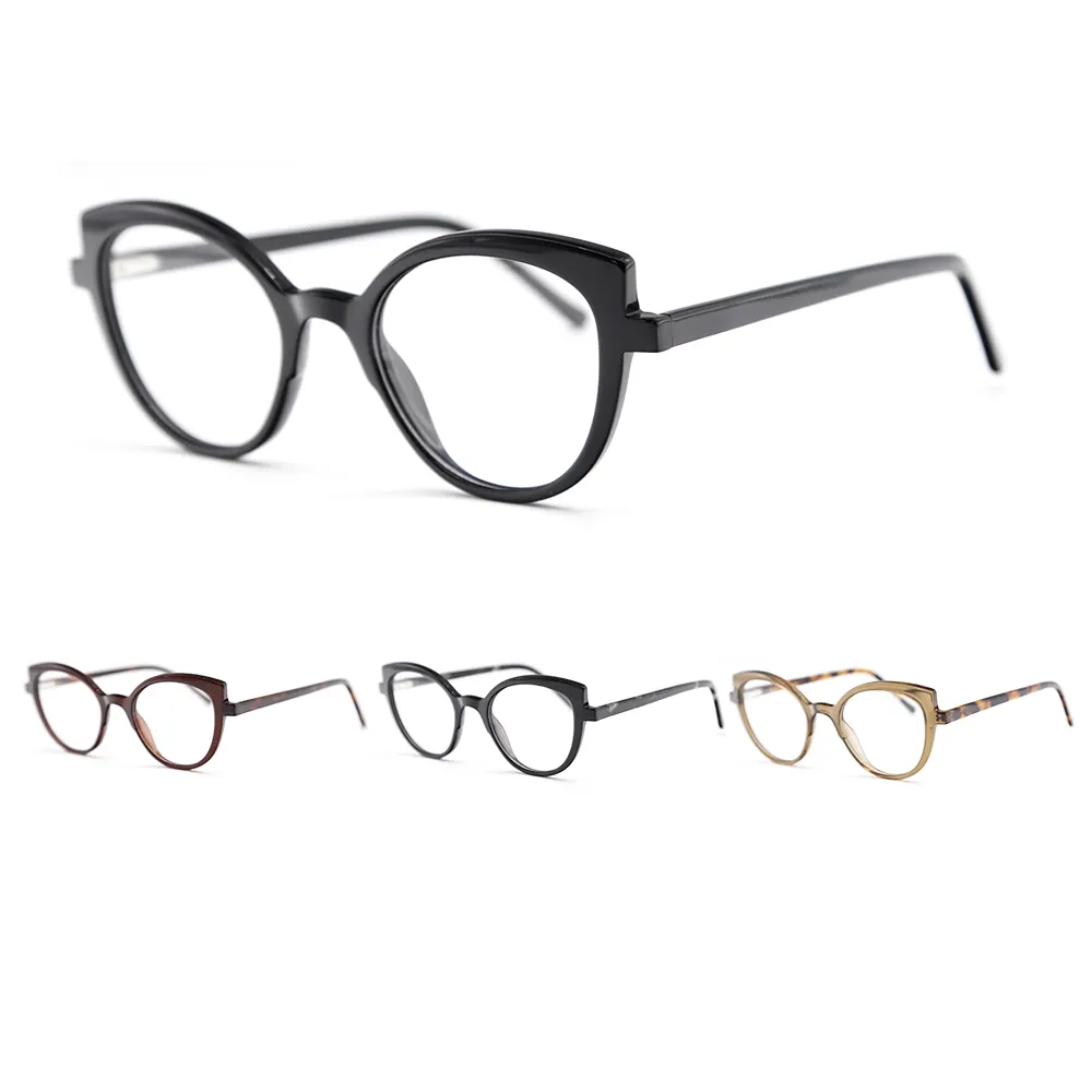 Bingkai kacamata asetat coklat uniseks desain baru dengan engsel musim semi