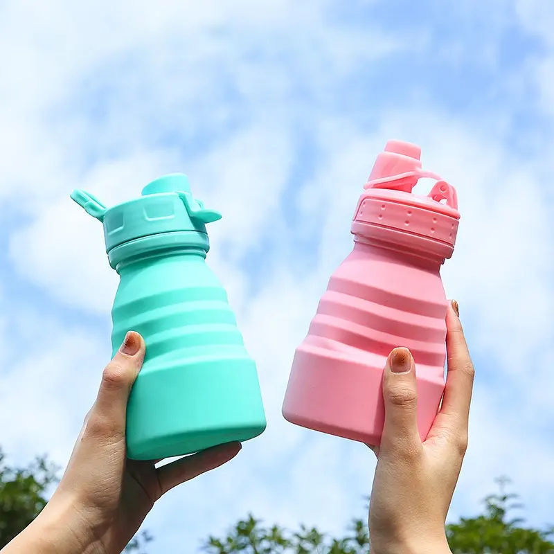 500ml Nouveaux Articles En Gros Sport Bouteille Pliable Boisson En Plein Air Voyage Tasse Enfants Enfants Silicone Bouteille D'eau pour le Sport