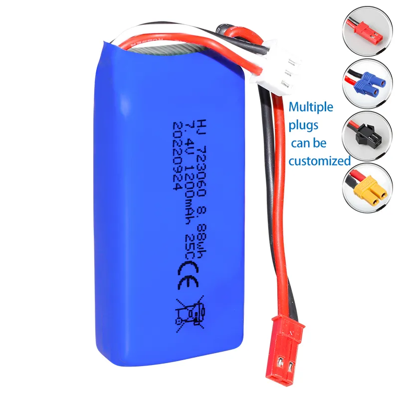 공장 723060 7.4V 1200mAh lipo 배터리 팩 rc 비행기 모델 비행기 배터리 비행 헬리콥터 장난감 아이들을위한